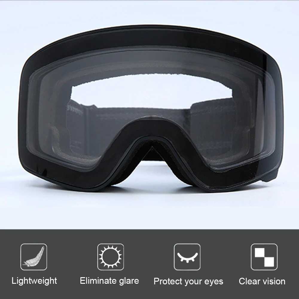 Double layer anti fog magnetic absorption cylindrical ski goggles UV400 mens ski eye ski board accessories CL241010