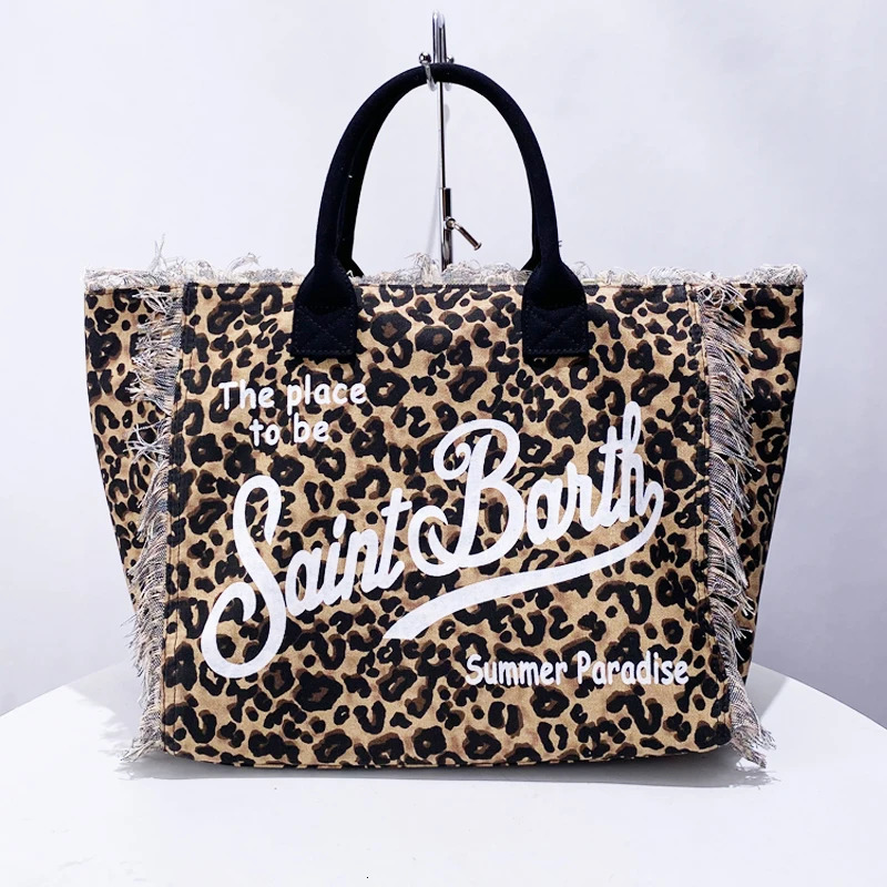 Leopard Print Canvas Bags For Women Handbag Purse 2024 In Casual Letter Tassel Large Capacity Tote Shoulder 241008