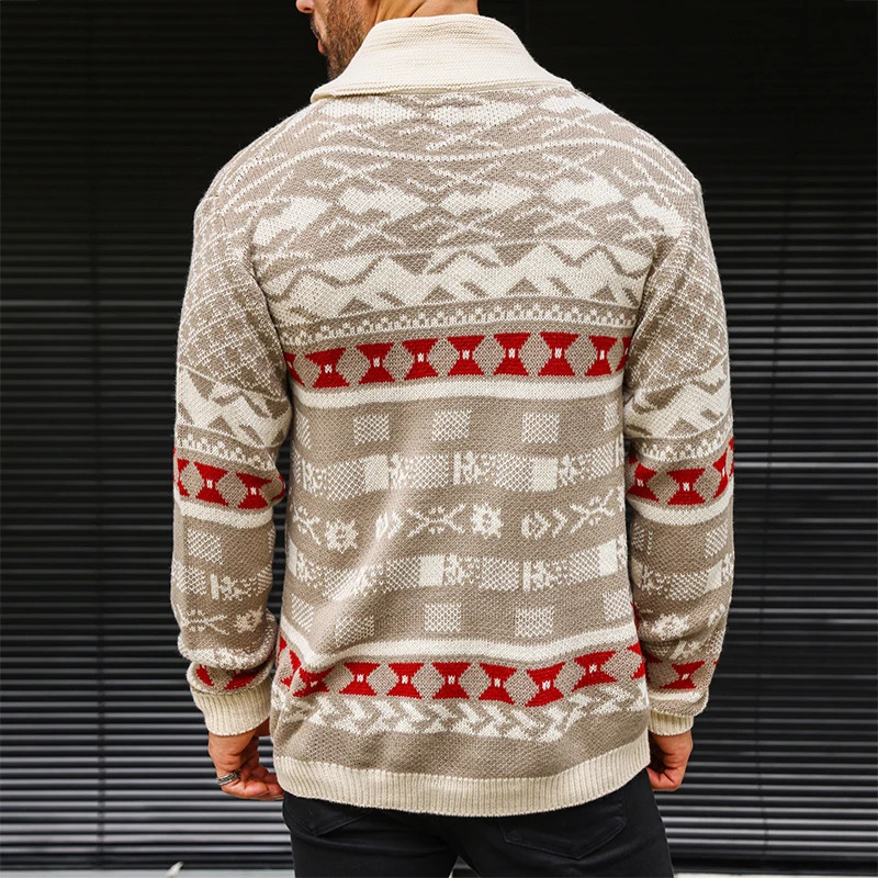 2024 Fall Winter Fashionable Sweaters For Mens Vintage Turn-down Collar Button-up Knitted Sweater Casual Long Sleeve Mens Tops 241007