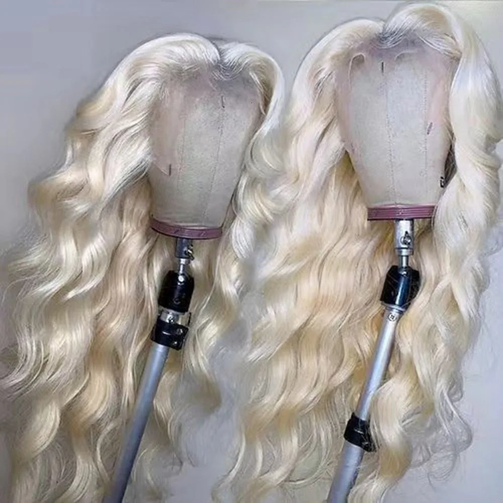 WIF Pink Wave Synthetic Lace Front Wig Long Body Wave Tear Green Fiber Lace Wig Fashion Women Makeup Cosplay Blonde 241007
