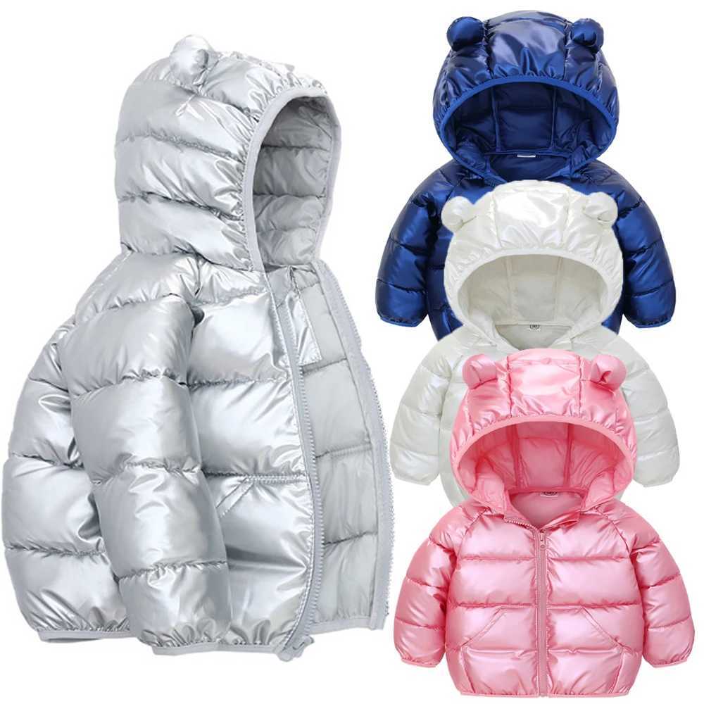 Down Coat Autumn and winter baby girl boy jacket cute ears hooded children windproof apron long sleeved clothing for children 2 to 6 years H241010