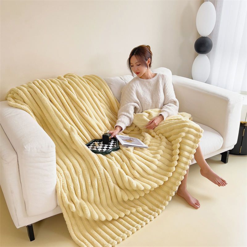 Rabbit Blankets Warm Blankets Solid Color Thickened Multifunctional Blanket Nap Pet Blanket 1pc 100/150/180/200cm Machine Washa
