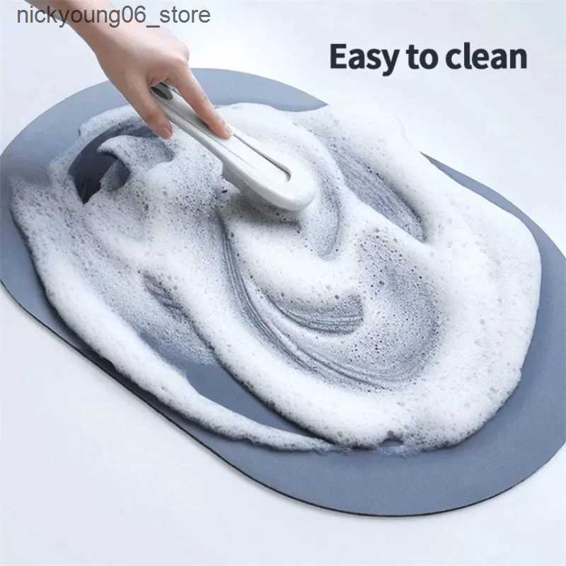 Non-Slip Bath Mats Super Absorbent Shower Bath Mat Bathroom Anti-Slip Carpet Rug Simple Kitchen Entrance Soft Door Bathtub Side Bath Mat Home Decor L2