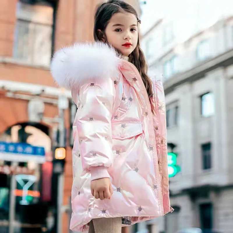 Down Coat 2024 Korean Autumn Winter Girls Parkas Waterproof Shiny Long Jacket Set for 5-14 Year Teenage Girls H241010