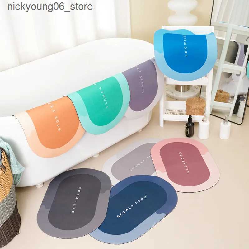 Non-Slip Bath Mats Super Absorbent Shower Bath Mat Bathroom Anti-Slip Carpet Rug Simple Kitchen Entrance Soft Door Bathtub Side Bath Mat Home Decor L2