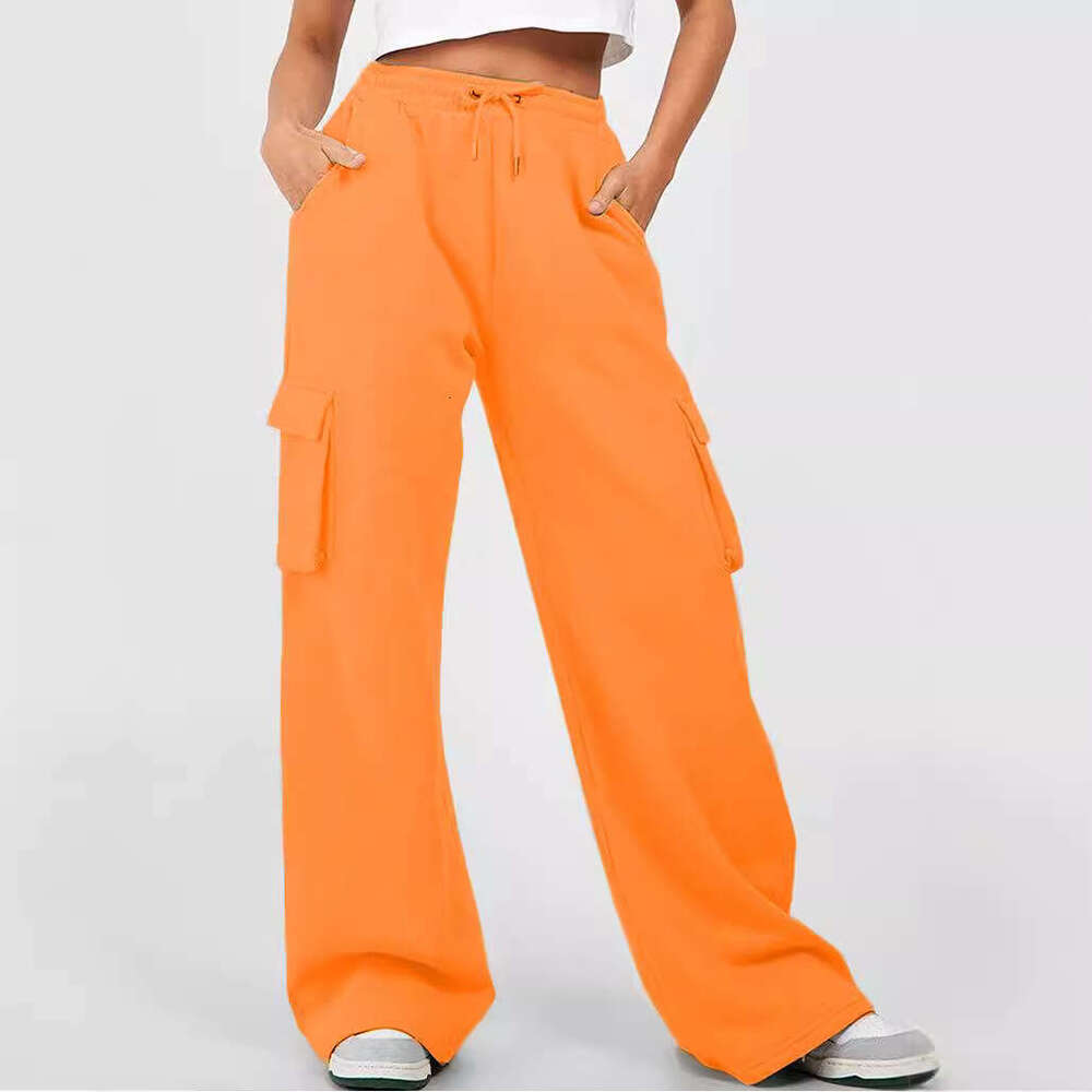 2024 Autumn/winter New Tiktok Solid Color Versatile Drawstring Sports Casual Pants Fulllace Pants Women Designer Leggings New Arrival Solid Color Loos