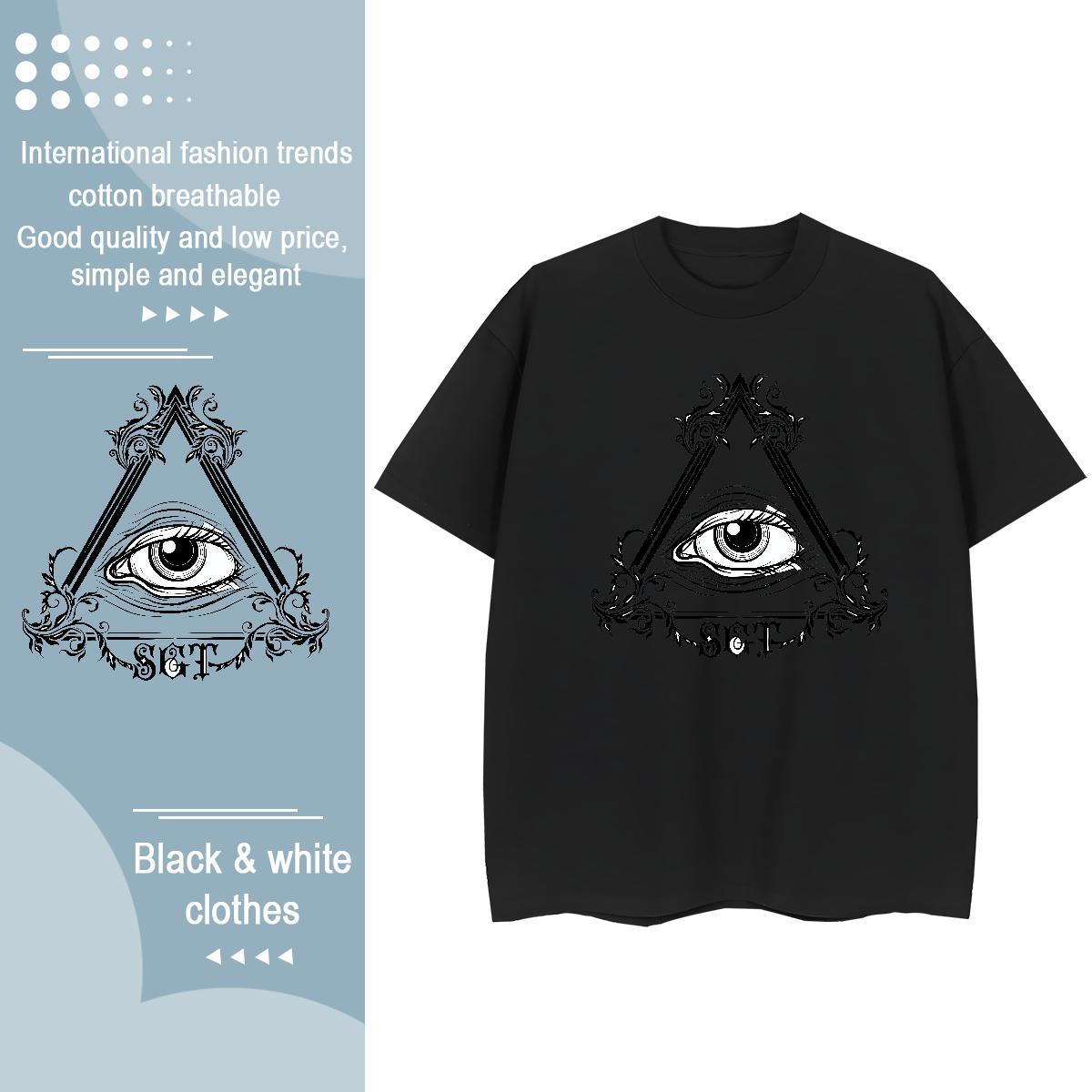2024 T Shirts Women 230g 100% Cotton Comfortable Street Casual eye of the devil Women Tees Brand DIY Anime Printed Tee Shirt