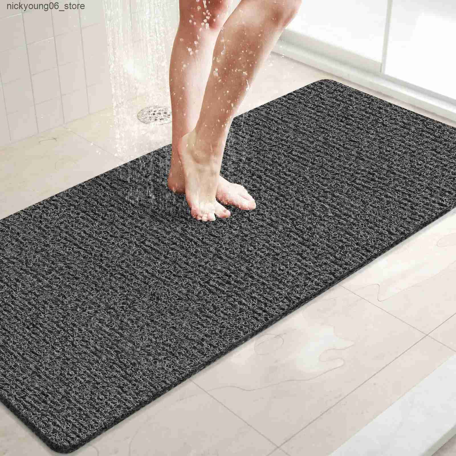 Non-Slip Bath Mats Bathroom Rugs Shower Mat Non-Slip Bathtub Mat with Drain DIY Clipping Quick Drying PVC Loofah Bathmat for Tub Shower Bathroom L2409