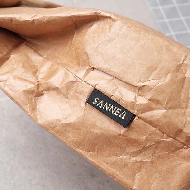 Brown Paper Lunch Bag Reusable Insulated Thermal Cooler Sack Magnetic Clre 240925