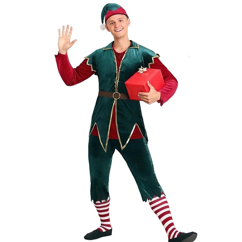 Christmas cosplay Santa Claus costume y green elf fancy Year womens holiday carnival party 241007