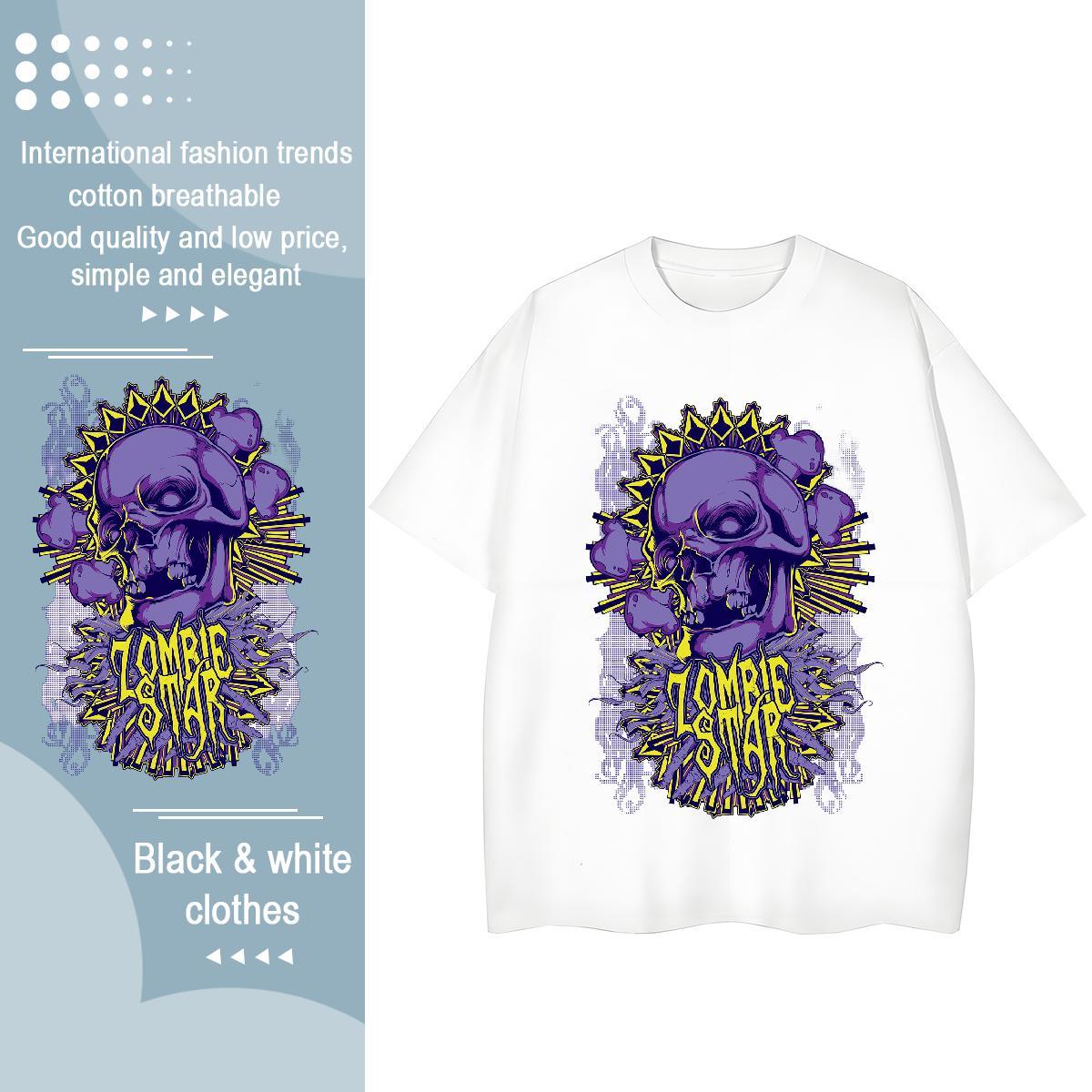 TOP Quality Women T Shirts 100% Cotton 230g Breathable Short Sleeve Sports Casual skull Womens Tshirts Brand Skull Tees