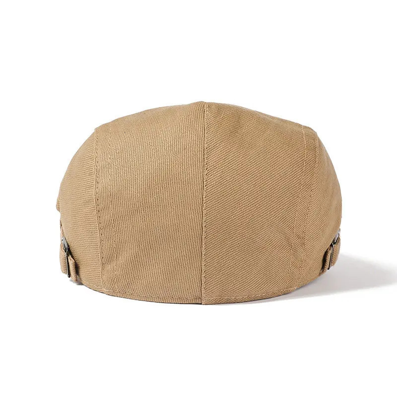 Cotton button flat top hat for men and women painters beret 241009