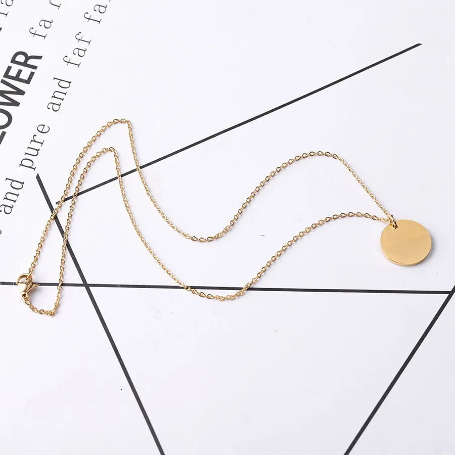 10 pieces of 45-60cm stainless steel mirror polished necklace with PVD galvanized disc pendant necklace 240929