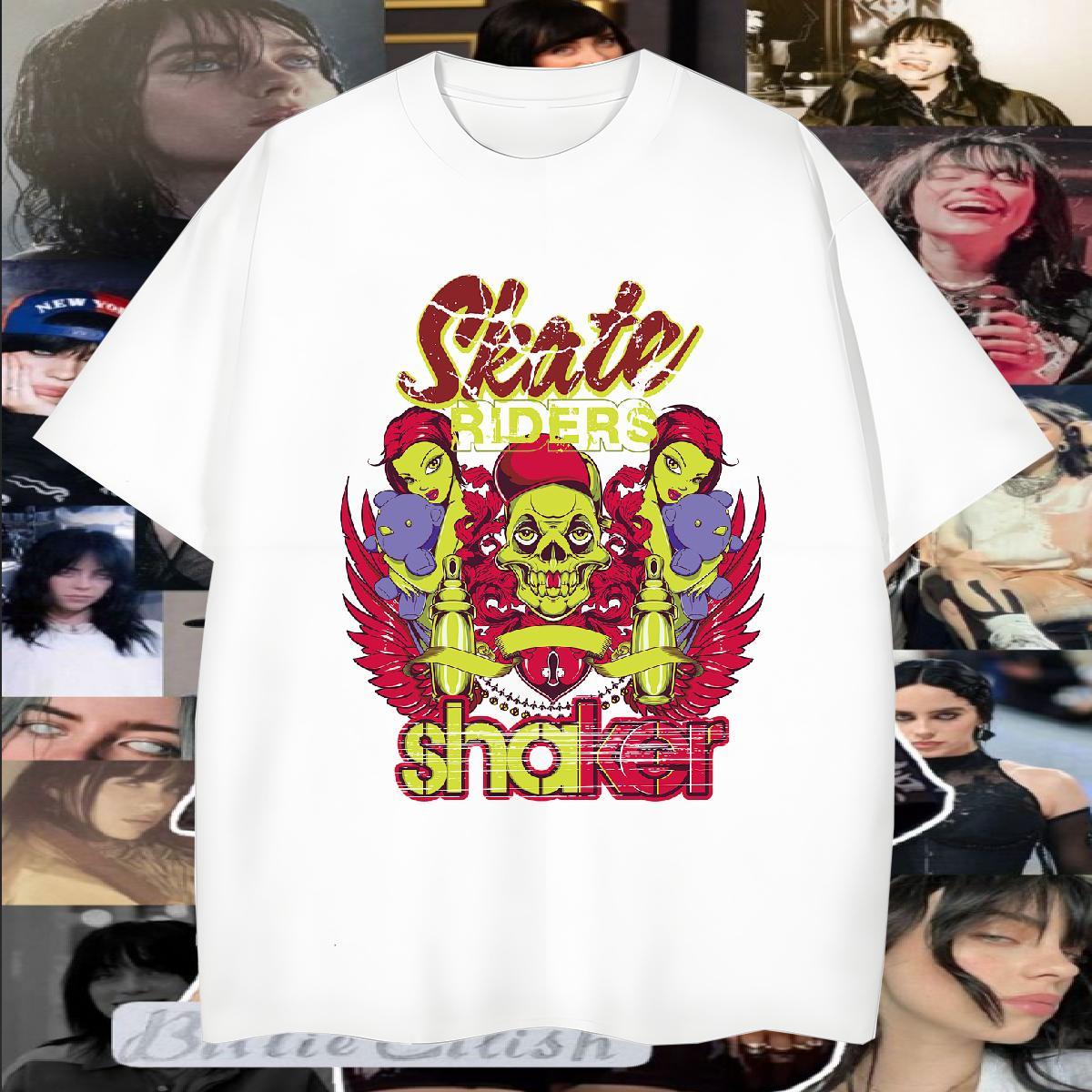 Loose T Shirt For Man 230g Pure Cotton skull Casual Daily Wear Anime Crew Neck Breathable Tshirt for Man Woman Fashion Designer Tops Tees