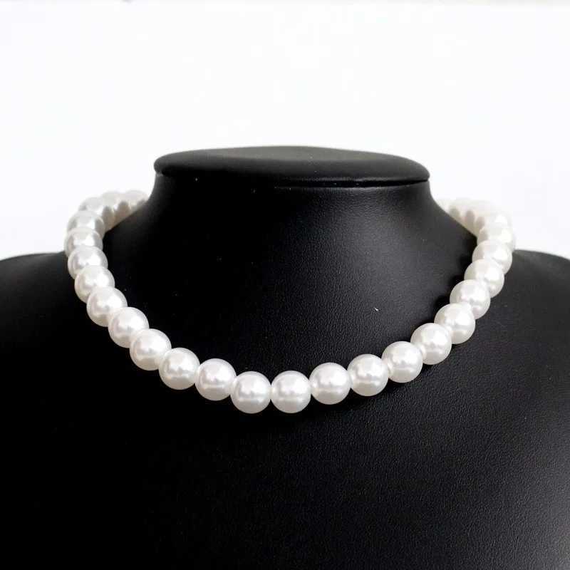 Elegant White Imitation Pearl Choker Necklace Big Round Pearl Wedding Necklace for Women Charm Fashion JewelryX241009