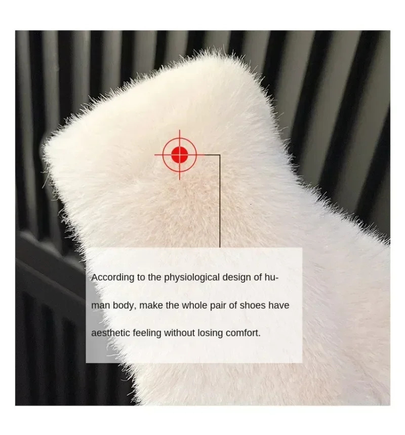 Womens Fur Womens Artificial Fur Fluffy Plush Slide House Fluffy Platform Indoor Flat Casual Sandals Round Toes Winter 241007