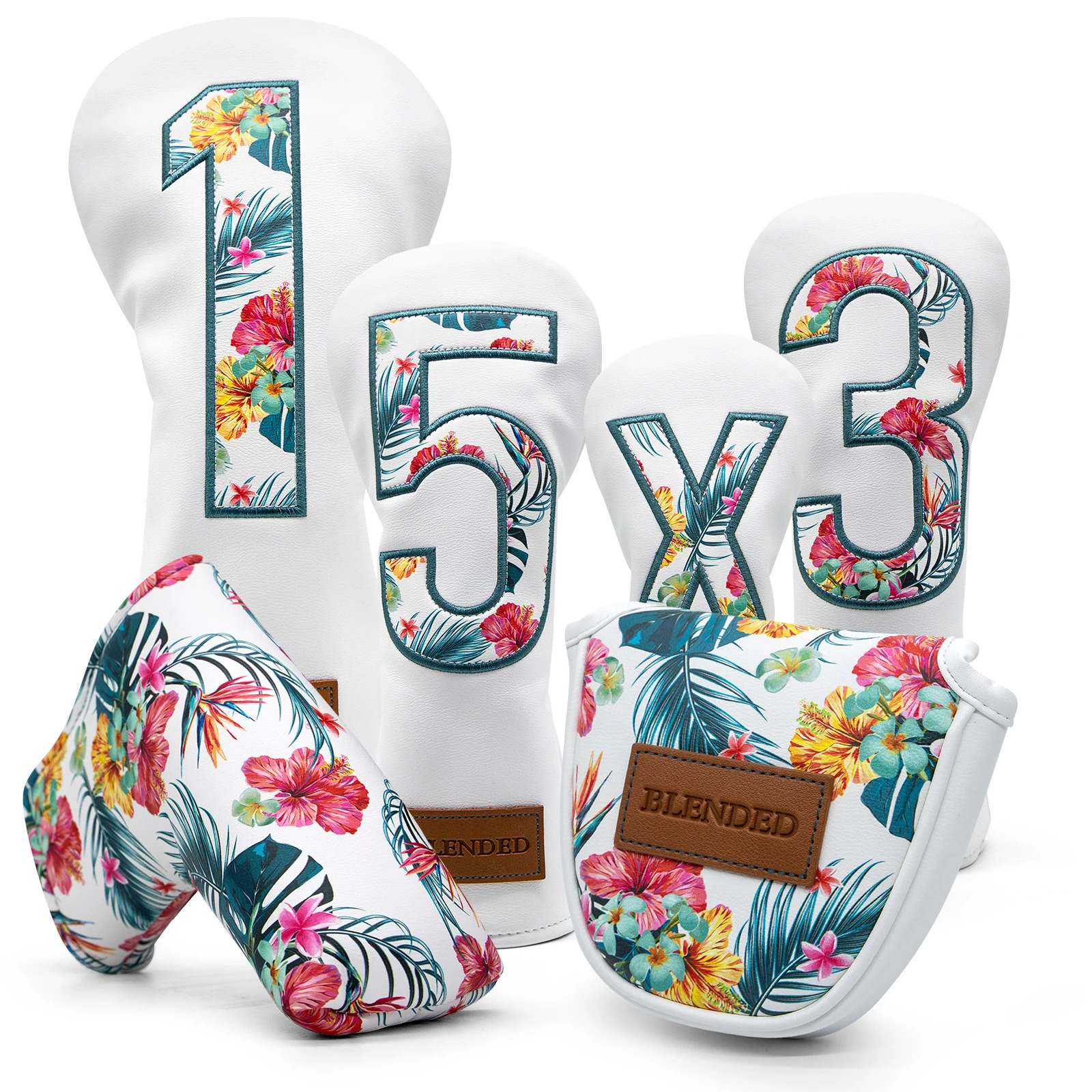 Golf Headcovers Summer Fashion Head Cover High Qaulity Driver Wood Cover Set White Premium Leather Driver Fairway Hybrid Golf Wo 240929