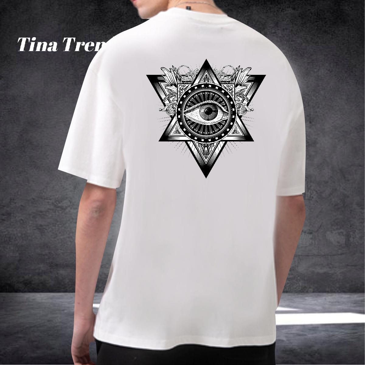 Loose Fit T-Shirts for Men 230g 100% Cotton eye of the devil Beach Custom Big Size Breathable Crew Neck Men Tshirts Fashion Casual Wear