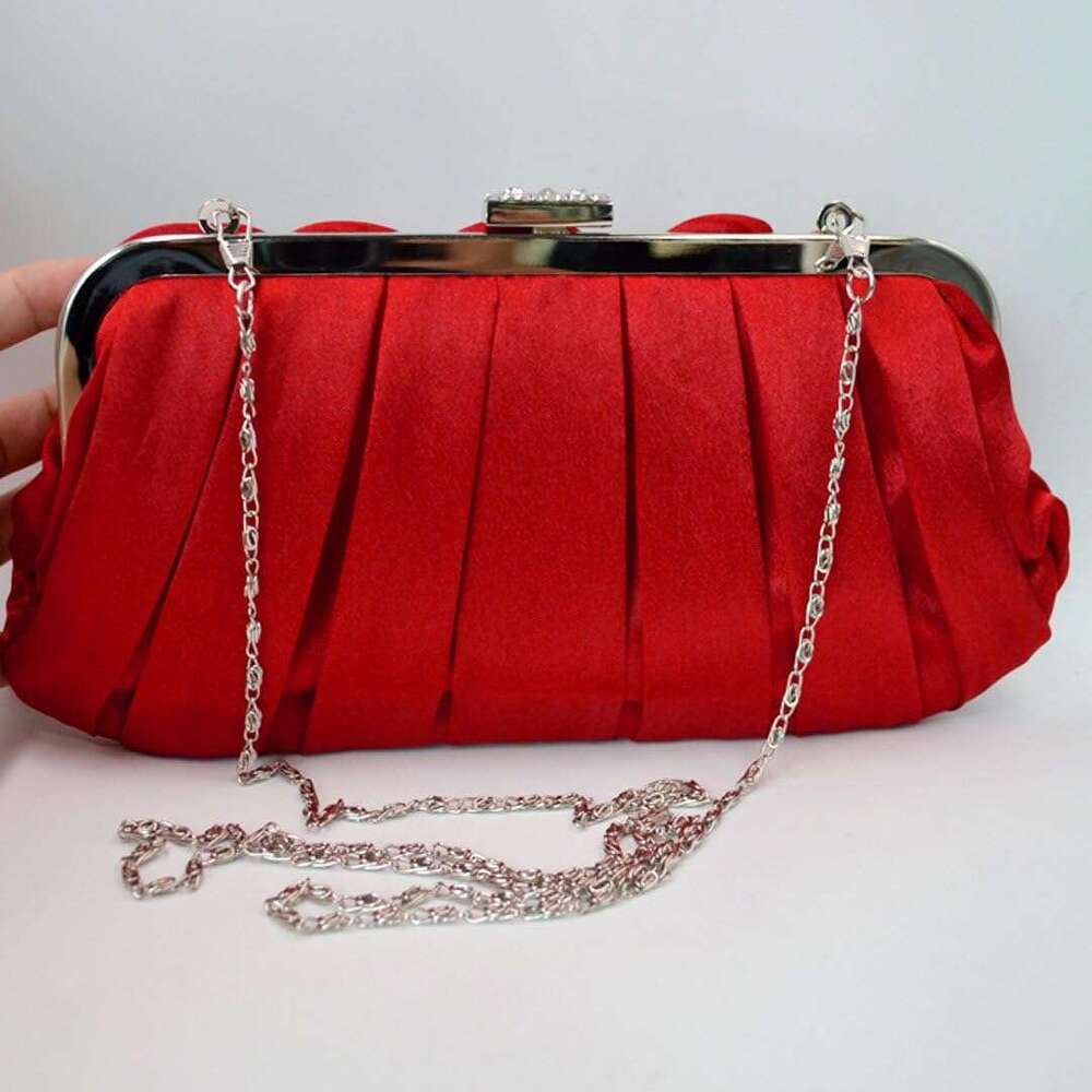 wer Inlaid Silk Evening Bag Shiny Rhie Wedding Clutch Handbag Purse