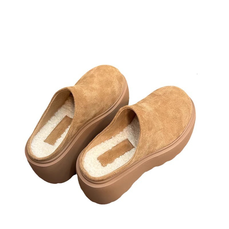 Thick Soled Toe Cap For Women Wearing Bags Of Boken 2025 New Autumn And Winter With Plush Super Hot Women's Shoes Half Slippers