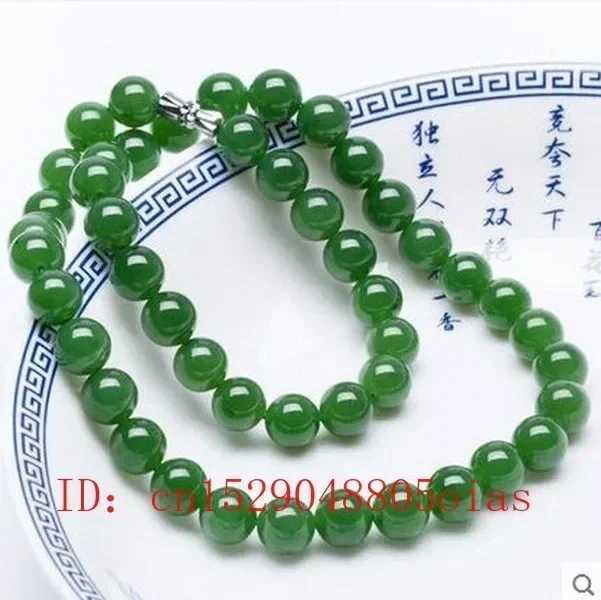 Natural Green Jade Beads Necklace Jadeite Jewelry Fashion Charm Accessories Hand-Carved Lucky Amulet Gifts for Women Her MenX241010