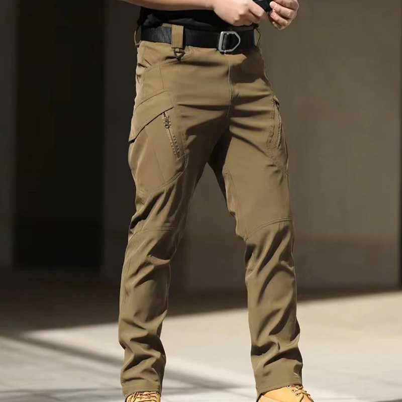 Mens 5XL Autumn Spring Soft Shell Elastic Camping Hiking Fishing Hunting Pants Outdoor Bicycle Tactical Cargo Handcart W241009