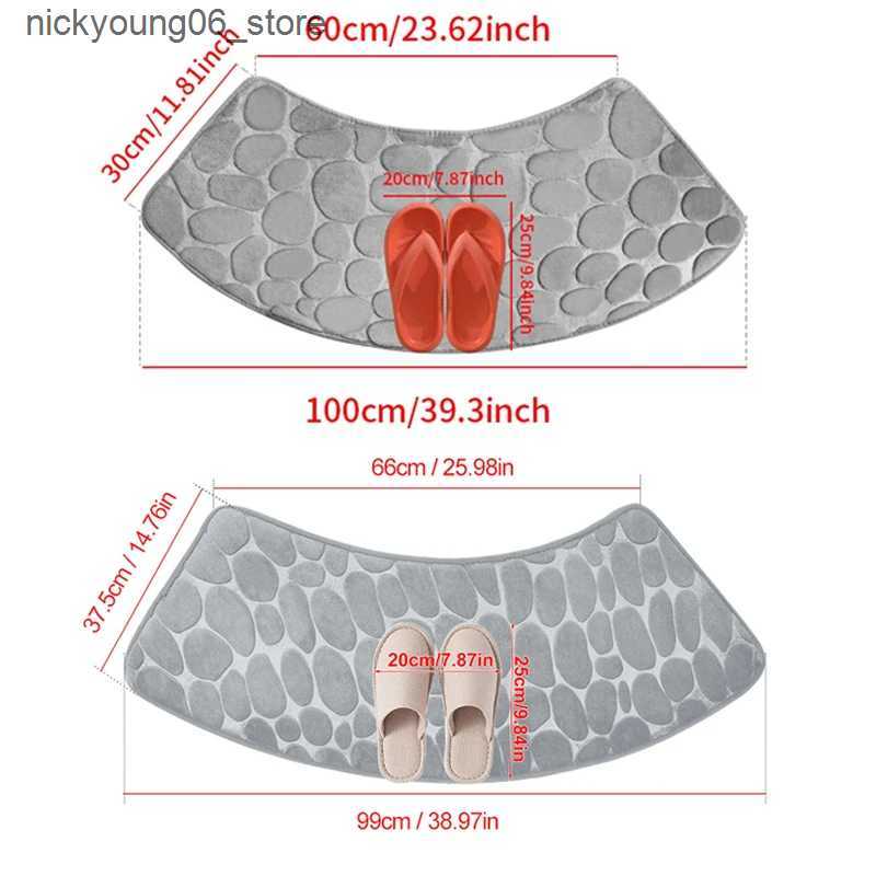 Non-Slip Bath Mats Bathroom Mat Curve Foot Mat Pebble Em Carpet Curved Bath Mat Non-slip Absorbent Bathroom Floor Toilet Mat Curved Shower Mat L240910