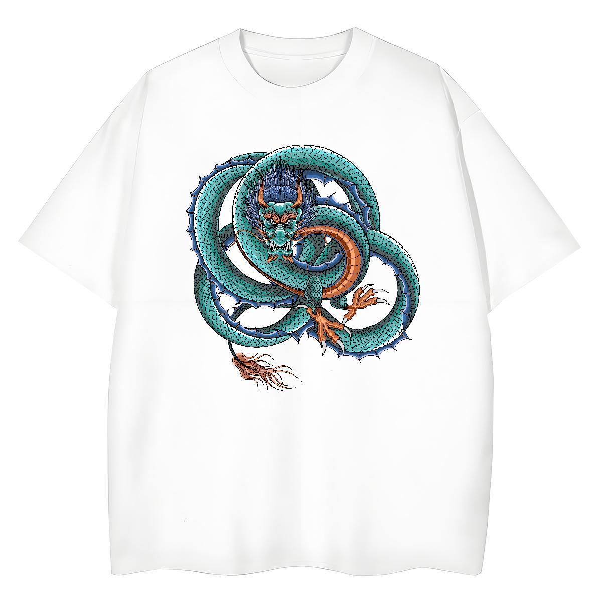 Cool Design T shirt 230g Cotton dragon Anime Printing Street Custom Anime Crew Neck Men Tshirts Designer Tops