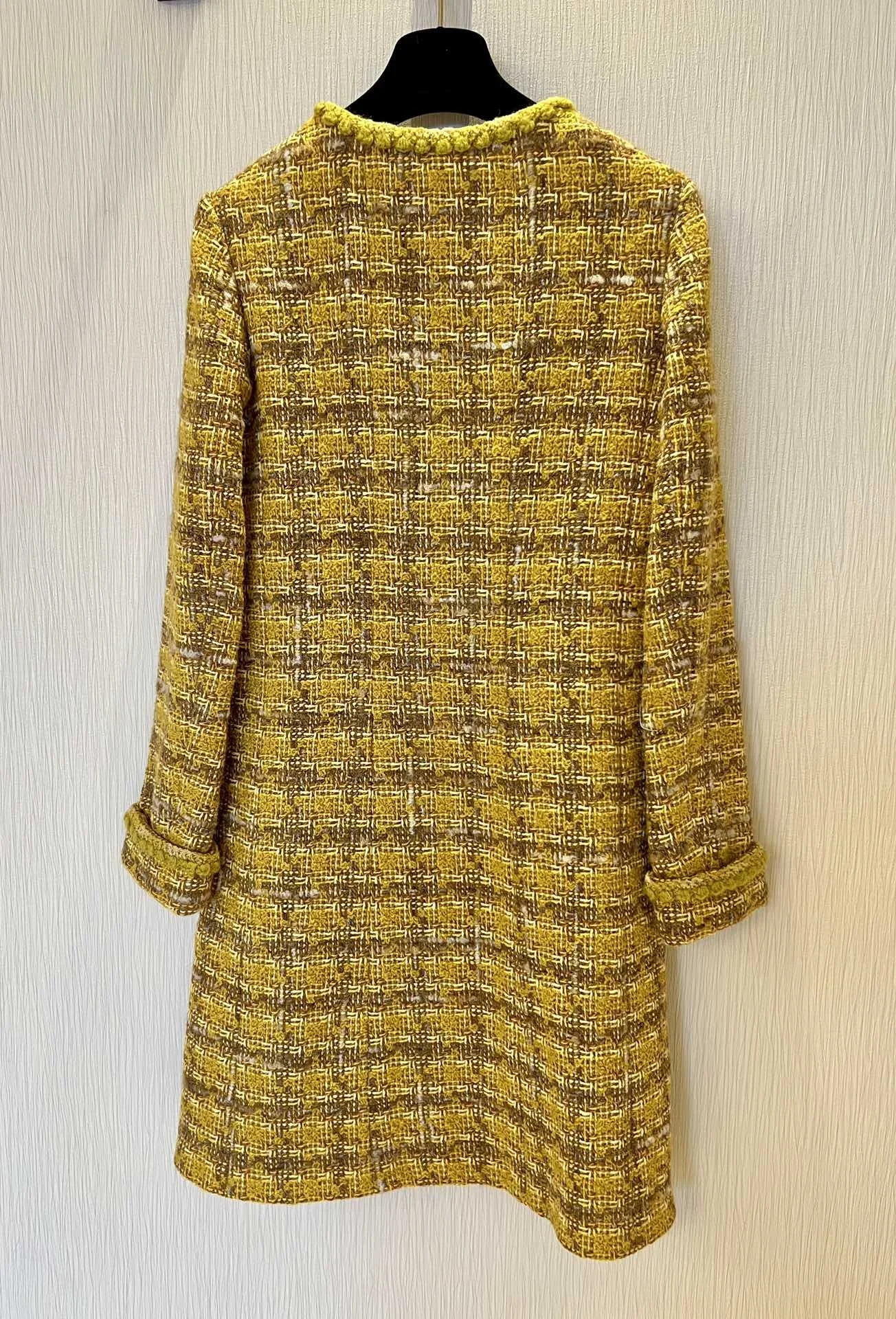 Womens round neck long sleeved plaid tweed coat jacket Female Clothing Woman Clothes Jacket 240930