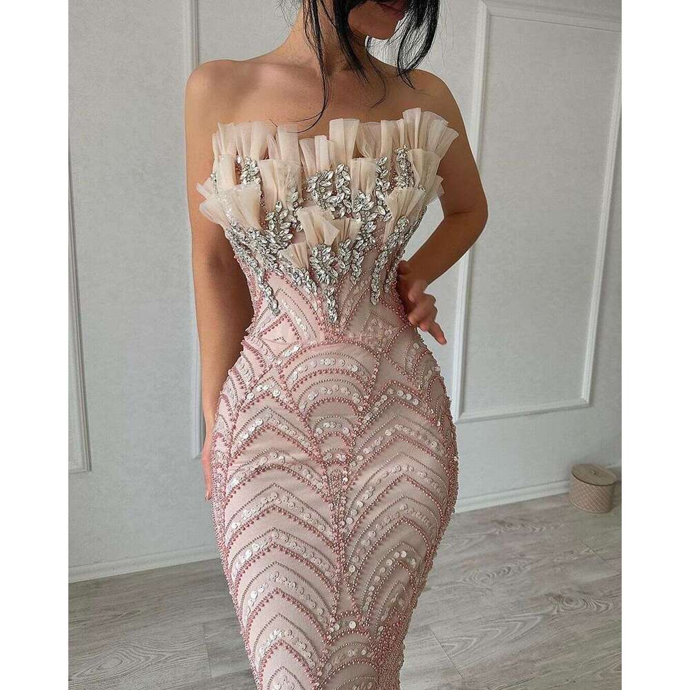New fashion 2024 mermaid lace beaded crystal Sleveeless Prom dresess for women party