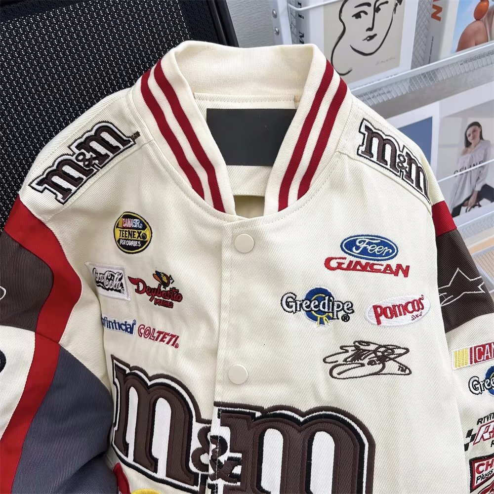 Men's and women's spring clothing, high street heavy industry embroidery splicing, baseball jacket, men's and women's hip-hop loos