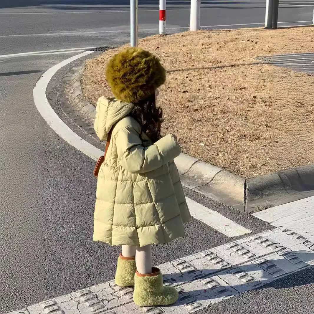 Down Coat 2024 Winter Girls Fashion Hooded Park Thick Warm Coat for 3-10 Years H241010