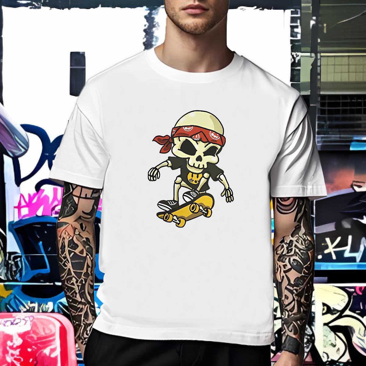 Unisex T-Shirts 230g Pure Cotton skull Street wear Hip Hop Cartoon Printing M-4XL Breathable Soft Mens Tshirts Fashion Designer Clothings