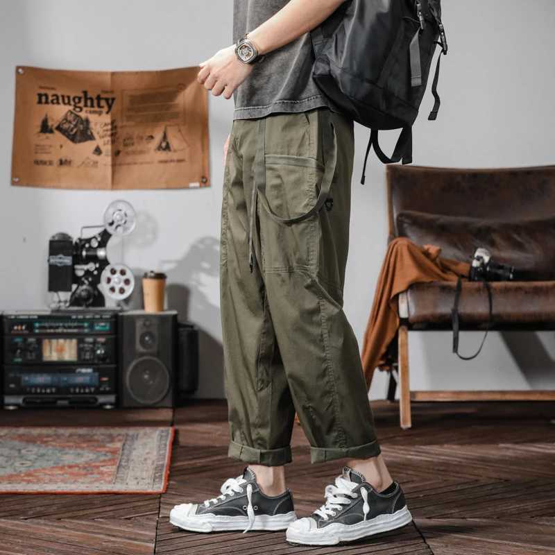 High end mens summer thin loose casual pants straight top handmade work pants tight ice pants mens pants W241009