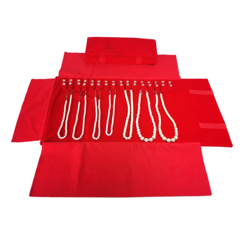 Available in 3 colorsTravel Jewelry Necklace Display Holder Storage Bag Portable Chain Jewelry Roll Up Carrying Bag Case 241007