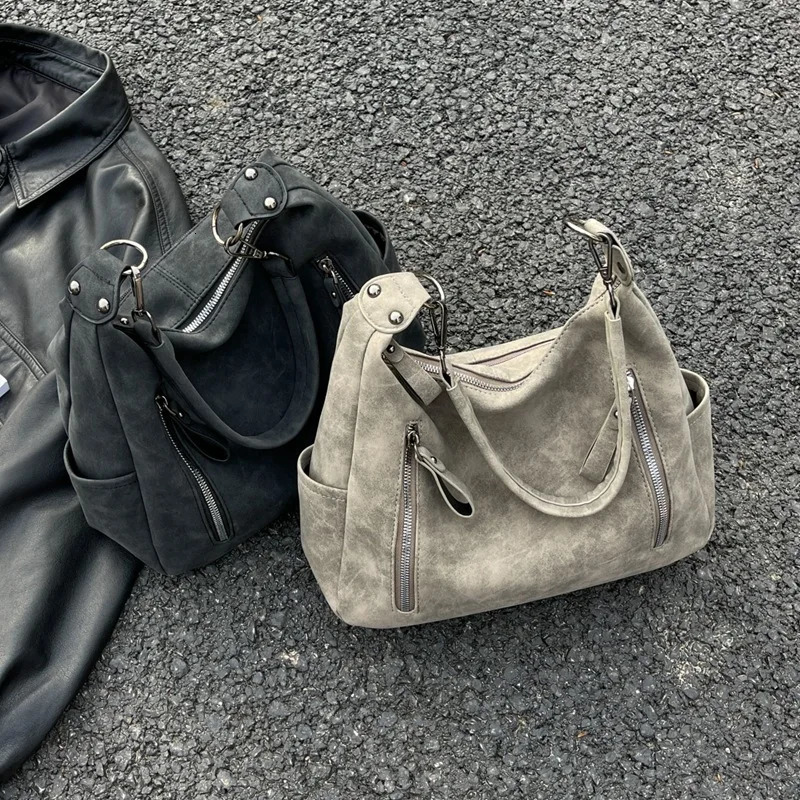 Matte leather womens shoulder bag large capacity winter travel womens handbag cross body bag shopping bag 241008