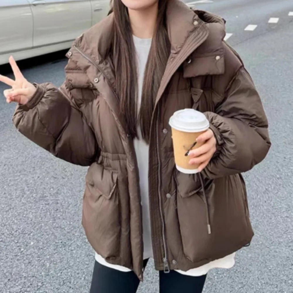 Puffer Coats Womens Jacket Hooded Short Coat Womens Winter Windproof Loose Warm Womens Coat Fashion Coat 241007