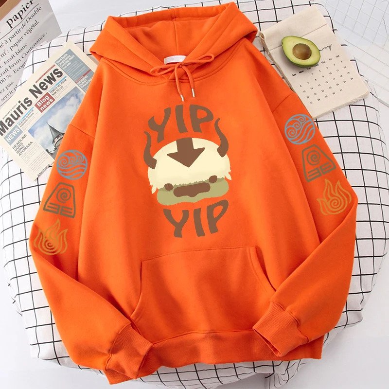 Avatar The Last Airy Hoodie Mens Appa YIP Letter Printed Long Sleeve SpringSummer Black Anime Top Loose 241010