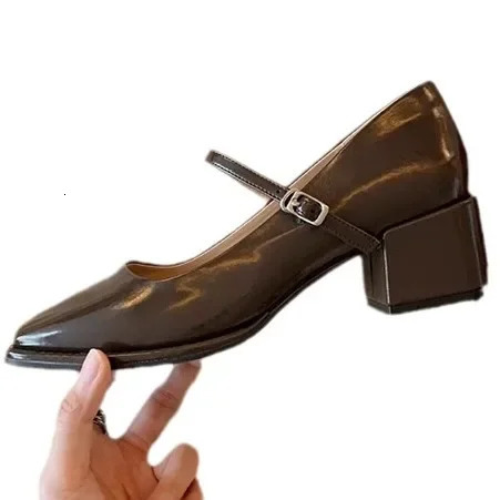 Autumn Mary Jane shoes womens fashionable square toe high heels womens comfortable soft soled shoes 241007