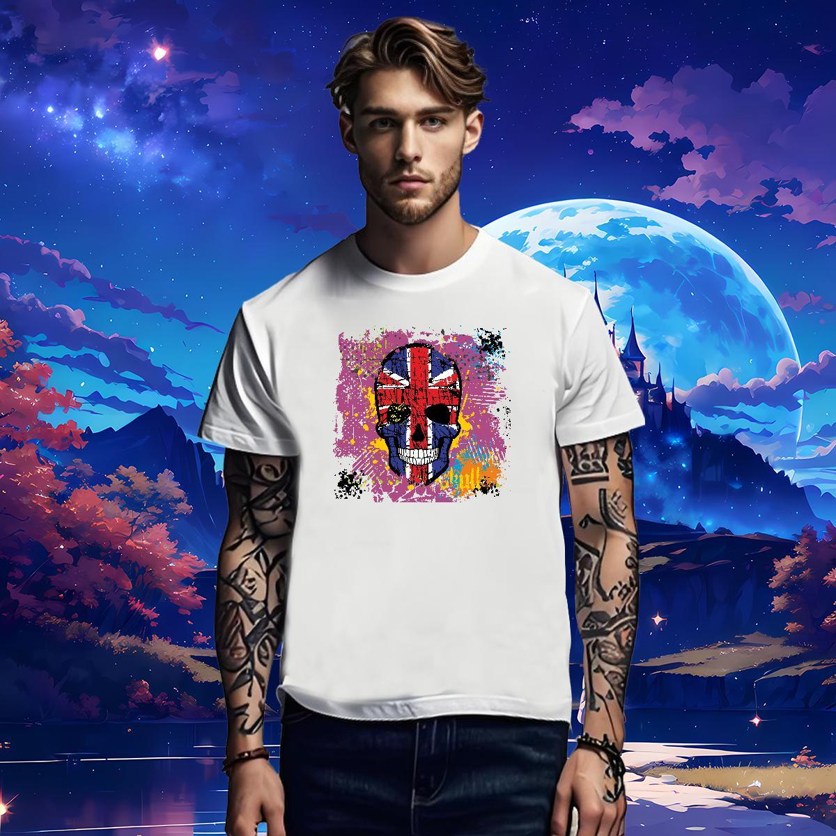 Cool T-Shirts 230g Pure Cotton skull Street Wear Custom Print Plus Size Breathable Soft Tshirts Fashion Top Tees