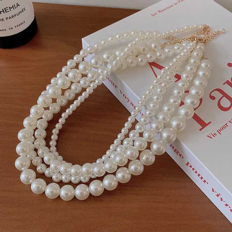 Simple Imitation-Pearl Beaded Short Choker Necklace for Men Trendy White Beaded Chains on Neck Accessories 2024 Fashion JewelryX241009