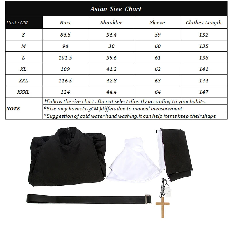 ROLECOS Sister cosplay costume horror movie cross ghost Halloween magic black women 241007