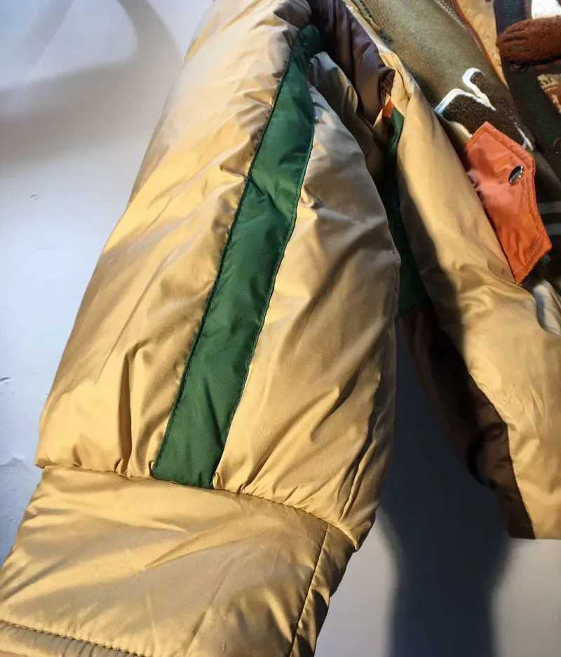 Men's Down Parkas Loose color patchwork stand up collar womens jacket 2024 autumn winter patchwork doll long Slves womens warm jacket Y241009A9TI