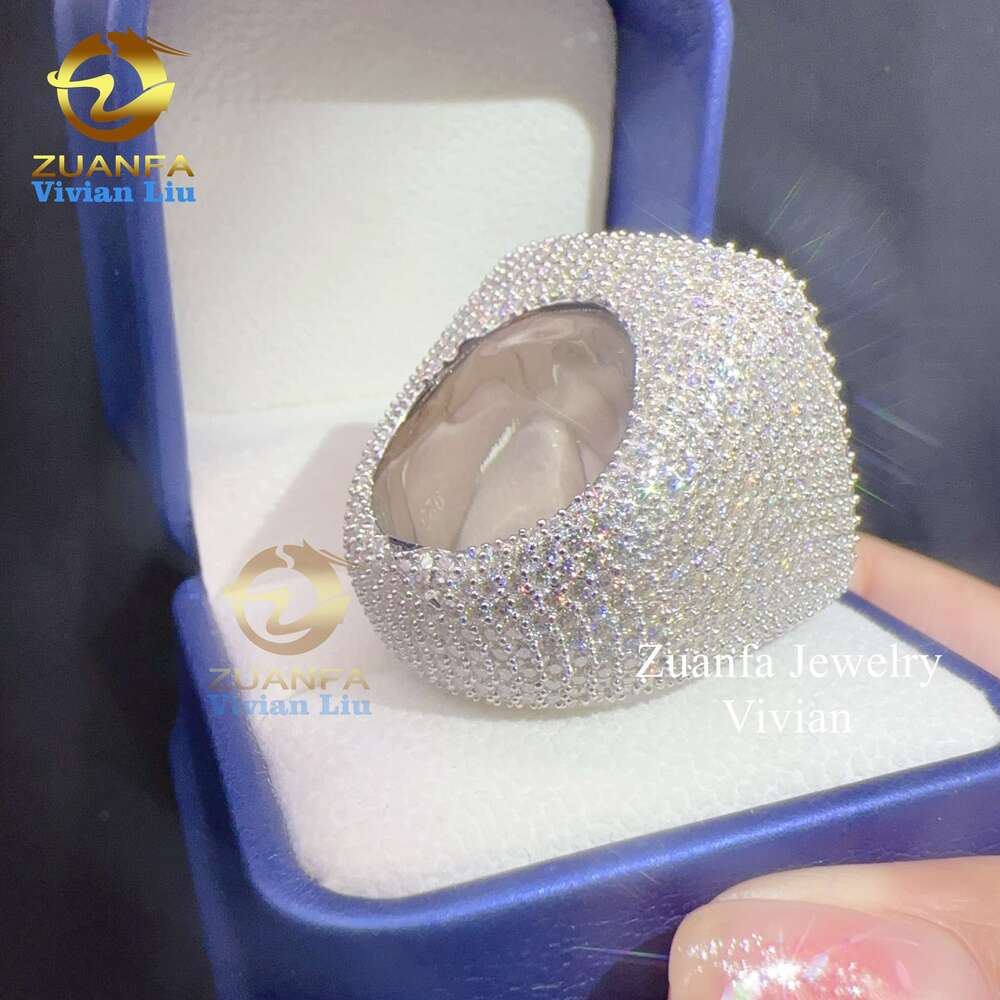 Hip Hop Sterg Sier Vvs Moissanite For Men Dia Gold Plated Custom Iced Out Jewelry Ring