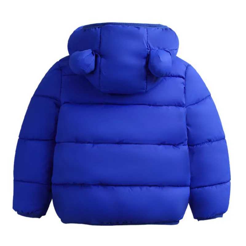 Down Coat Solid color jacket zipper opening front hooded cotton lining jacket suitable for boys and girls black/dark blue/royal blue/red H241010