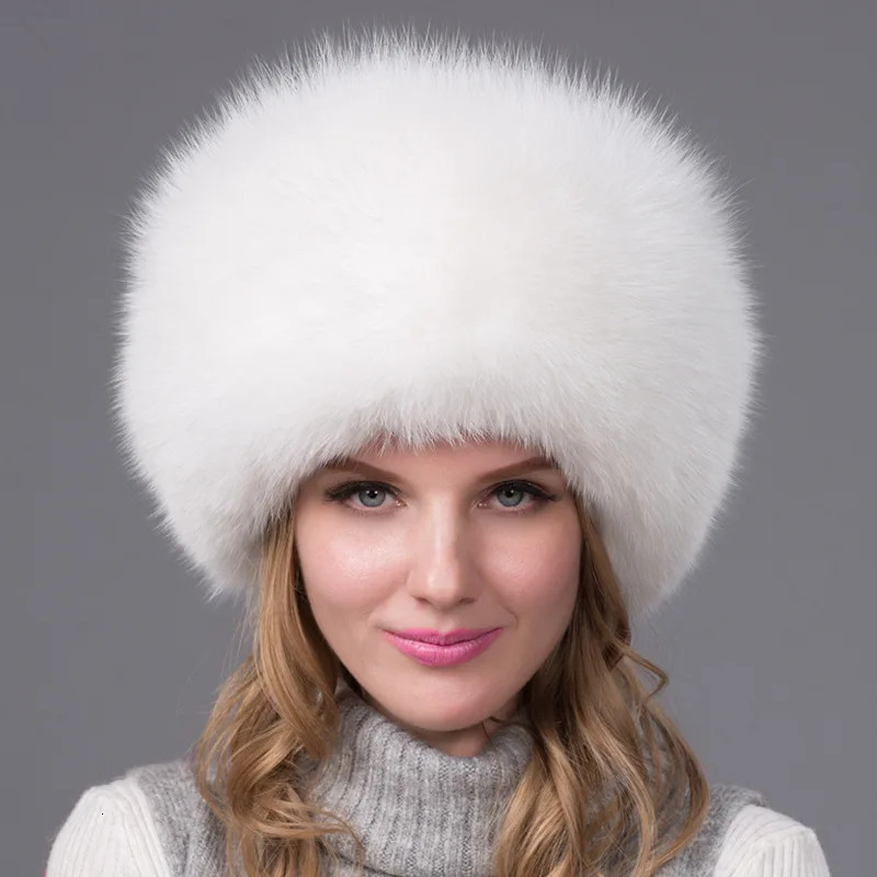 Selling 100% Natural Fox Fur Hat Womens Thick Winter Warm Fashion Earcup 241009
