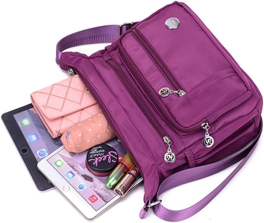 Shoulder Women's Travel Handbag Messenger Cross Body Nylon Bags with Lots of Pockets
