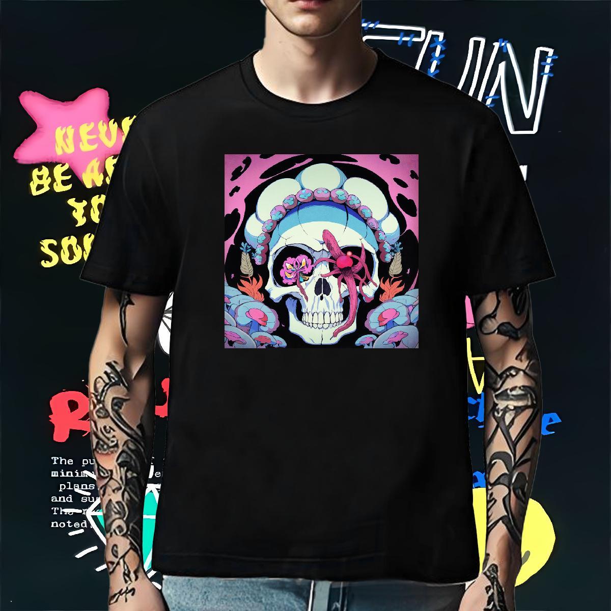 Wholesale Man T Shirts 230g Pure Cotton skull Daily Outfit Custom Big Size Short Sleeve Soft Men Tees Factory Direct Tshirts