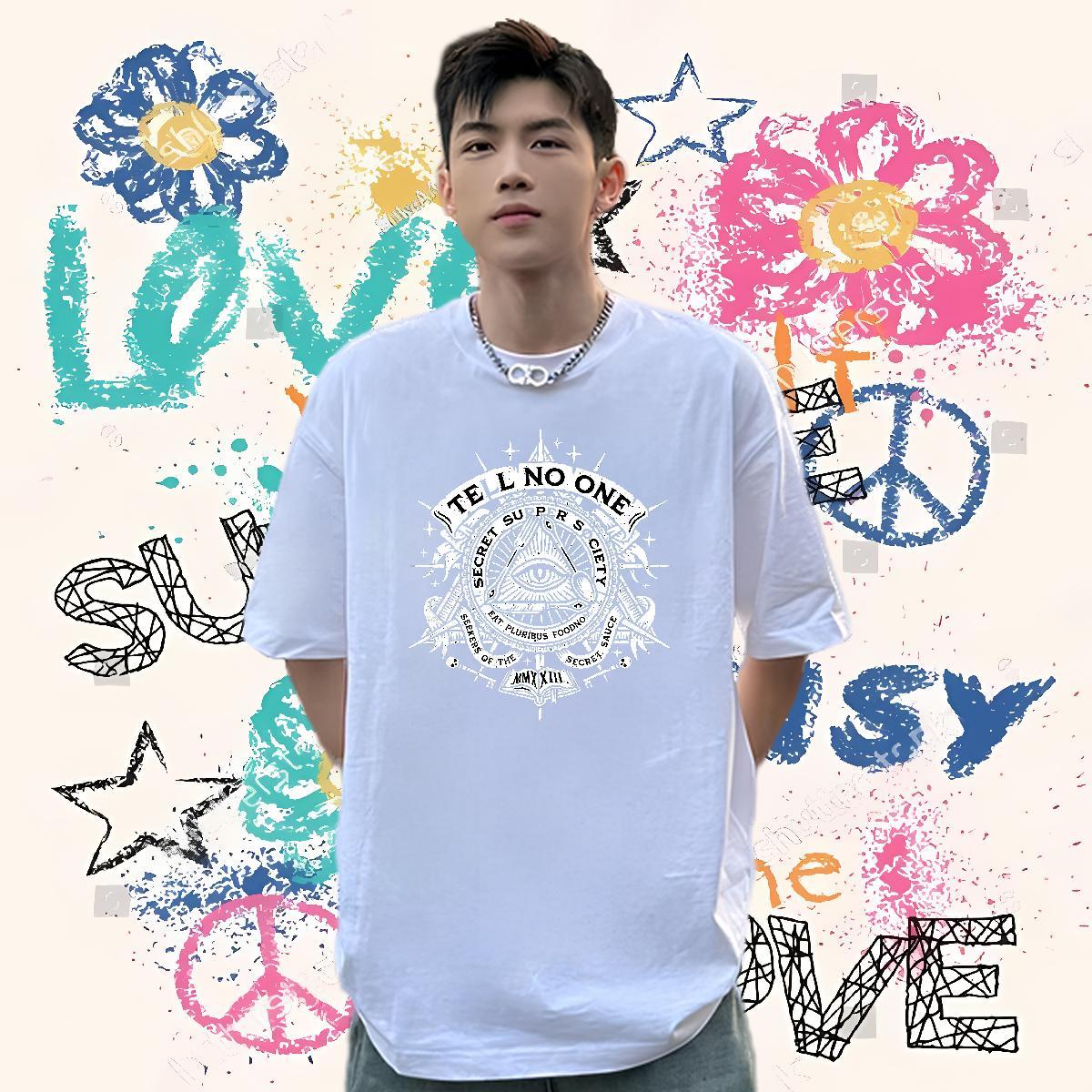 High Quality Mens T Shirts 230g 100% Cotton eye of the devil Street White Plus Size Short Sleeve Soft Tshirts New Clothes