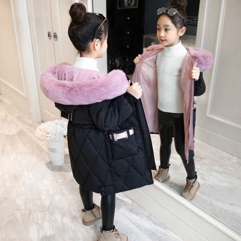 Down Coat 2024 new Children Girl Jacket Thick Long Winter Warm Coat Fashion parka Hooded Outerwear Clothes For s girls clothing H241010